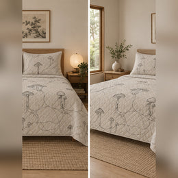 Minimal Line Mushroom Quilt Set