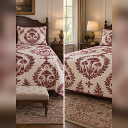 Burgundy Fungi Medallion Quilt Set