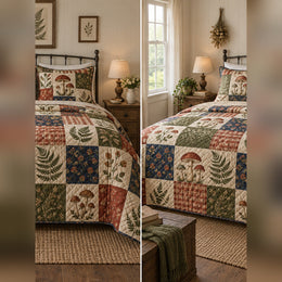 Heirloom Fungi Patchwork Print Quilt Set