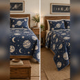 Indigo Planet Block Print Quilt Set