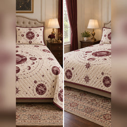Burgundy Planet Medallion Quilt Set