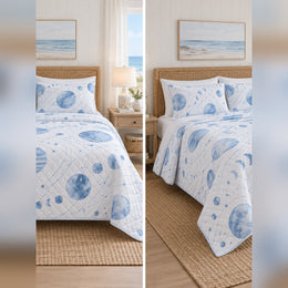 Coastal Blue Planetary Quilt Set