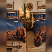 Desert Night Observatory Quilt Set, front stargazing bedroom view
