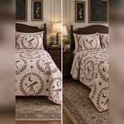 Burgundy Observatory Medallion Quilt Set, front stargazing bedroom view