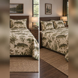 Vintage Bass Field Study Quilt Set