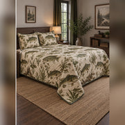 Vintage Bass Field Study Quilt Set, angled bass fishing bedroom view
