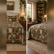 Vintage Botanical Library Quilt Set, front librarian bedroom view