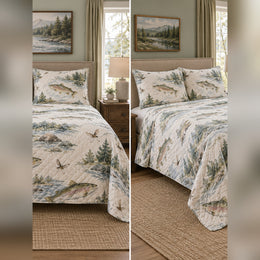 Watercolor Trout Stream Quilt Set