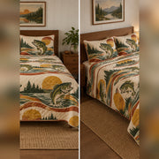 Retro Outdoors Bass Quilt Set, front bass fishing bedroom view