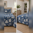 Indigo Book Block Print Quilt Set