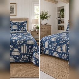 Indigo Book Block Print Quilt Set