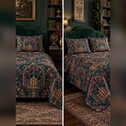 Jewel Tone Library Medallion Quilt Set, front librarian bedroom view