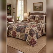 Heirloom Library Patchwork Print Quilt Set, angled librarian bedroom view