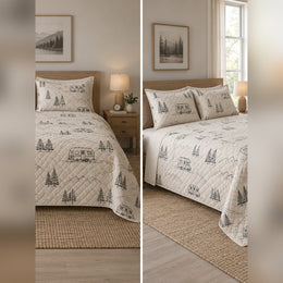 Minimal Camper Route Lines Quilt Set