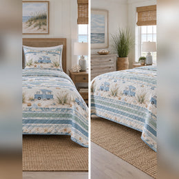 Coastal Blue Camper Quilt Set