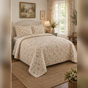 Ditsy Meadow Floral Quilt Set, angled cottagecore bedroom bedroom view
