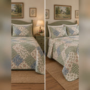 Gingham Garden Patchwork Print Quilt Set, front cottagecore bedroom bedroom view