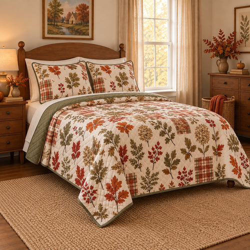 Autumn Cottage Garden Quilt Set, clean angled view