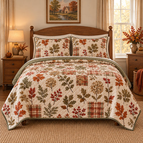 Autumn Cottage Garden Quilt Set, clean front view