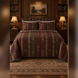 Classic Oxblood Library Quilt Set