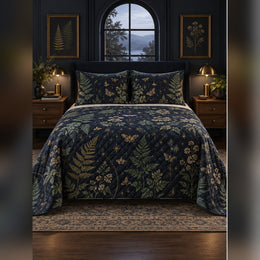 Midnight Botanical Study Quilt Set