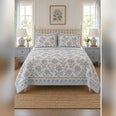 Powder Blue Cottage Block Print Quilt Set