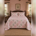 Pink Gingham Wildflower Quilt Set