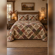 Autumn English Hedgerow Quilt Set, front English cottage bedroom bedroom view