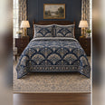 Navy Georgian Fan Floral Quilt Set