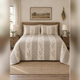 Warm Neutral Ticking Farmhouse Quilt Set