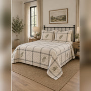 Black and Cream Modern Farmhouse Quilt Set, angled farmhouse bedroom bedroom view