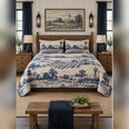 Indigo Farm Landscape Toile Inspired Quilt Set