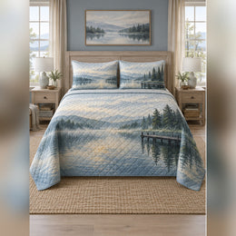 Watercolor Misty Lake Quilt Set