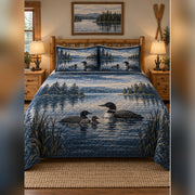 Loon Family Lake House Quilt Set, front lake house bedroom bedroom view