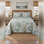 Reed and Dragonfly Lake Quilt Set, front lake house bedroom bedroom view
