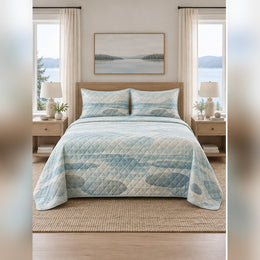 Sea Glass Minimalist Lake Quilt Set