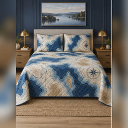 Topographic Lake Contour Quilt Set