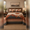 Rust Modern Mountain Geometric Quilt Set