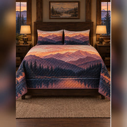 Alpenglow Mountain Sunset Quilt Set