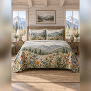 Alpine Wildflower Mountain Quilt Set, front mountain cabin bedroom bedroom view