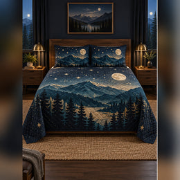 Midnight Mountain and Stars Quilt Set
