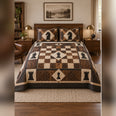 Walnut Chess Strategy Quilt Set