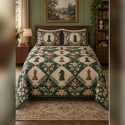 Botanical Chess Garden Quilt Set, front chess bedroom view