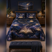 Book Portal Night Sky Quilt Set, front fantasy reading bedroom view