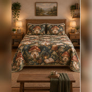 Mushroom Cottage Fantasy Quilt Set, front fantasy reading bedroom view