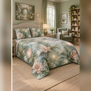 Luminous Magical Garden Quilt Set, angled fantasy reading bedroom view