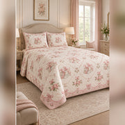 Coquette Book Bow Quilt Set, angled romance reading bedroom view