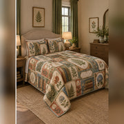 Botanical Bookplate Quilt Set, angled romance reading bedroom view