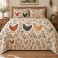 Boho Botanical Hen Farmhouse Quilt Set