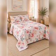 Watercolor Romance Reading Quilt Set, angled romance reading bedroom view